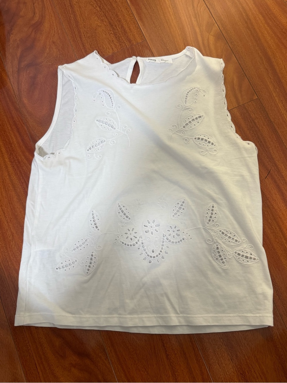 Mango White Eyelet Sleeveless Camisole